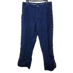 The Blues Women's‎ Plus Size 18 Jeans Lace Up Retro Cowgirl High Rise Mom